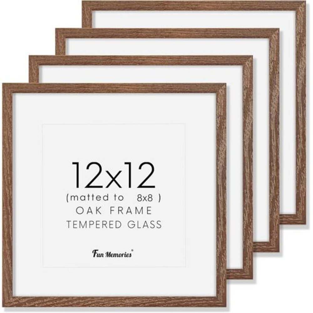 12x12 Picture Frames, Natural Oak Wood Frame 12 x 12 for Wall, 12x12 Frame